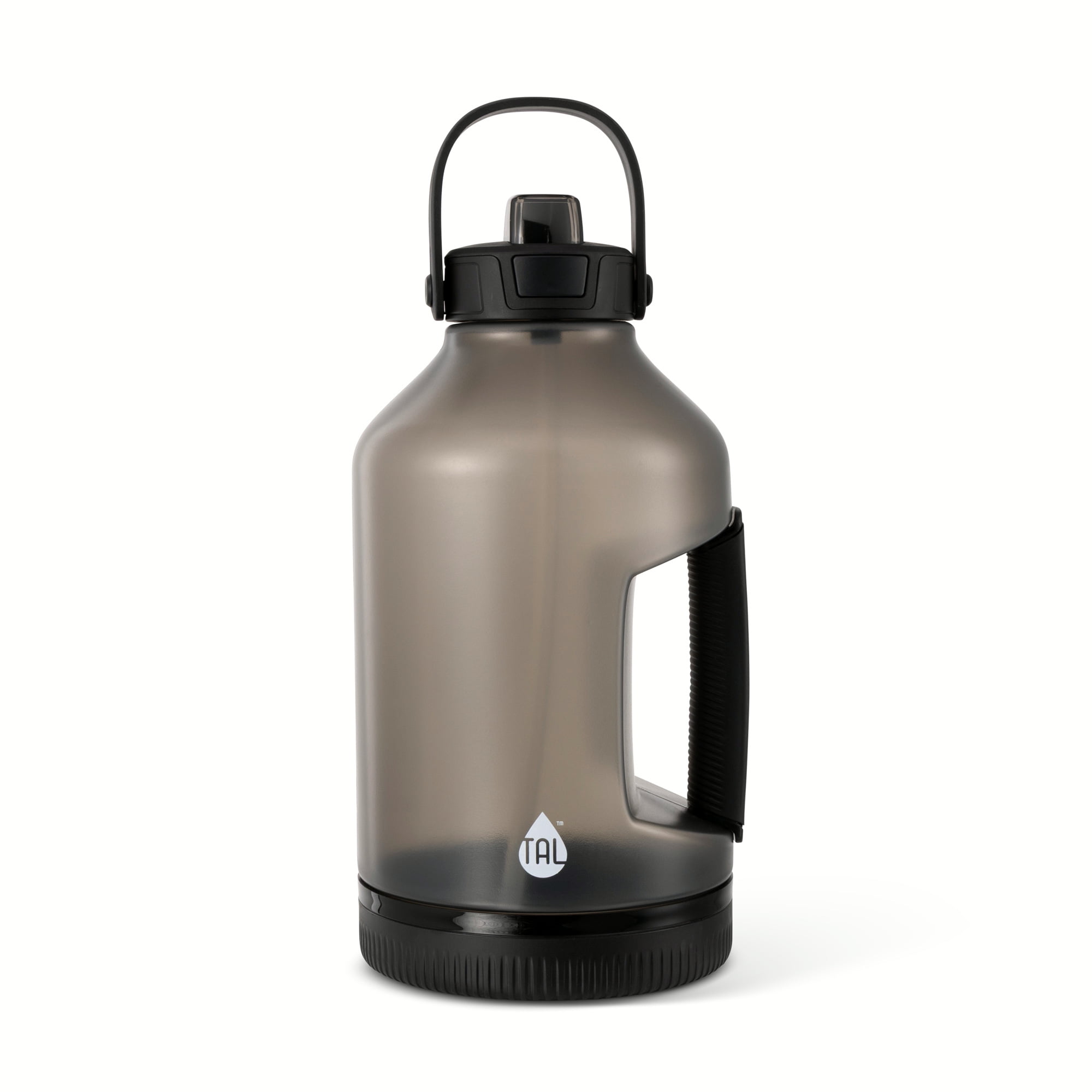 TAL 128oz Plastic Gallon Jug Water Bottle with Flip-Up Straw, Black