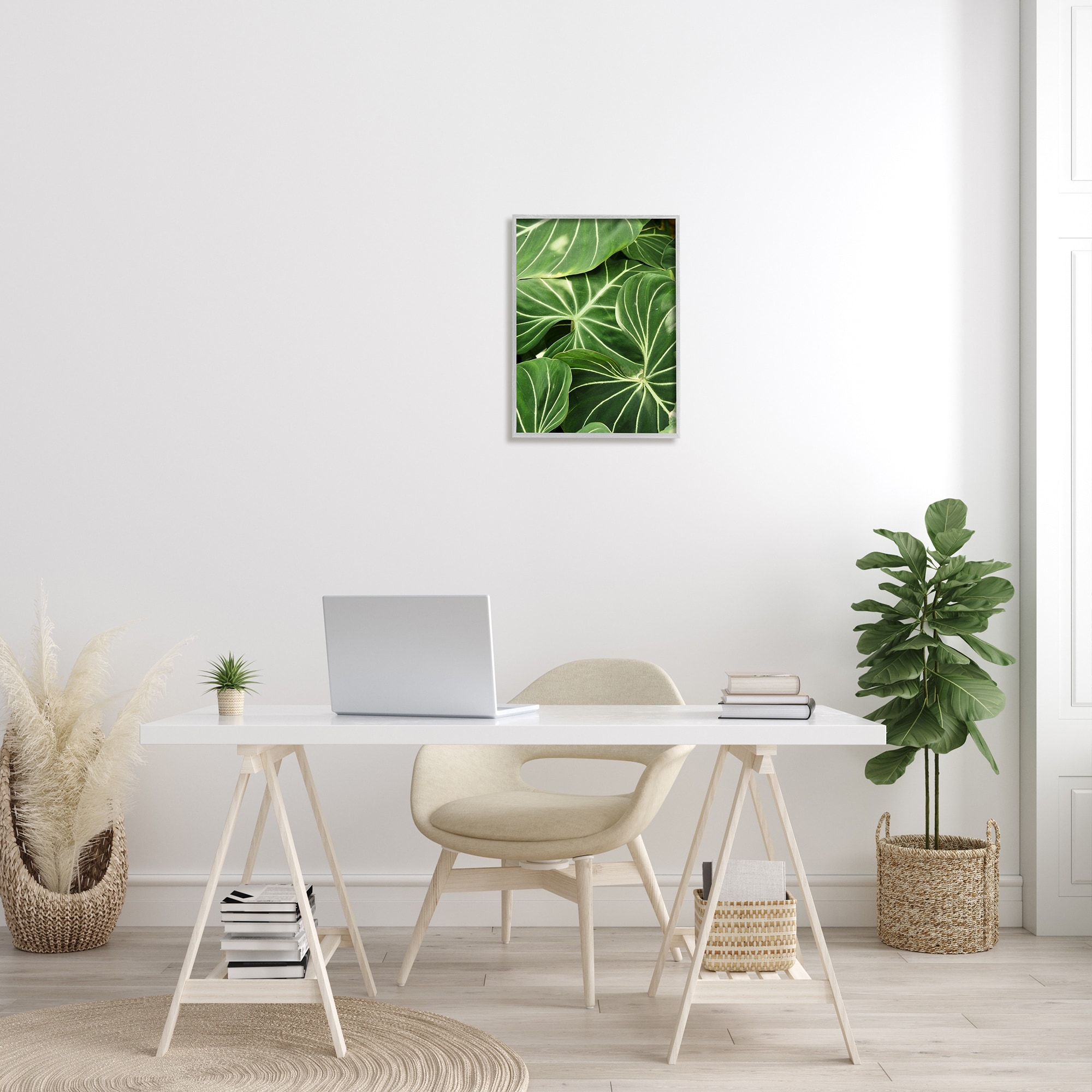 Stupell Industries Lush Green Leaves Vegetation Tropical Plant Photography Photograph Gray Framed Art Print Wall Art, Design by Gail Peck