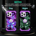 thumbnail image 2 of Meshine Phone Case for iPhone 16 Pro,Butterfly Glow in The Dark Three Layer Heavy Duty Shockproof Full Body Protection Hard Plastic Bumper+Soft Silicone Protective Case,Deep Purple, 2 of 8