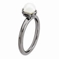 thumbnail image 3 of 925 Sterling Silver Stack Exp. White FW Cultured Pearl Black-plate Ring Size: 8; for Adults and Teens; for Women and Men, 3 of 4