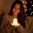 thumbnail image 6 of Halloween Night Light, Mini Glowing Ghost Decoration, Funny Whimsical Holiday Ornament, Cute Resin Tabletop Decor for Nightstands, Bookshelves, Mantels and Desks, Halloween Home Decor Gift, 6 of 7