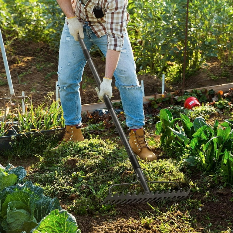 IHOMEPARK 72" Garden Rake, 17-Tine Adjustable photo 4