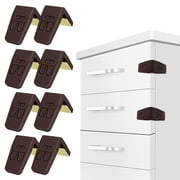Cabinet Locks for Babies - 8 Pack Child Proof Cabinet Locks Child Safety Locks for Cabinets Baby Proofing Angle Type Drawer Locks Latches with Strong Adhesive for Drawers Doors Cabinets Coffee
