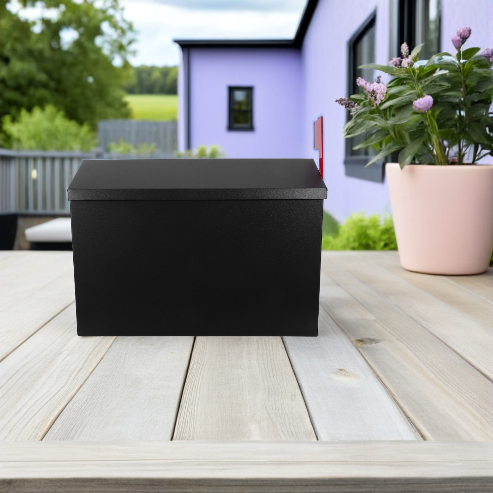 EXHUMKY Black Stainless Steel Outdoor Mailbox, Weather Resistant, Large Capacity, , Modern Stylish Design for Home