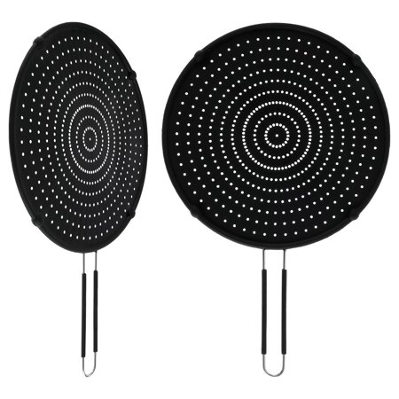 

Silicone Splatter Screen for Frying Pan 13” Casewin Black Multi-Use Grease Splatter Guard Heat Resistant to Hot Oil Food Safety