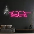 thumbnail image 3 of Handmadetneonsign Custom Book Coffee Cup Neon Sign, Read Book Drink Tea Neon Light, Bookworm LED, 3 of 5