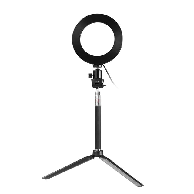 Luz de relleno portátil Fotografía de teléfono Anillo de luz 5-en-1 LED Trípode Selfie Stick Clip de teléfono Obturador Juego de control remoto Yuarrent DZ7658-03