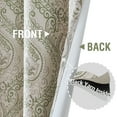 thumbnail image 5 of Curtainking Vintage Look Damask Printed Curtains for Bedroom Living Room Linen Textured Thermal Insulated Grommet Curtains, 50" x 84" 2 Panels, Green on Greyish Beige, 5 of 9