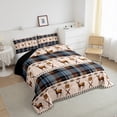 thumbnail image 3 of Manfei Woodland Animal Deer Full Size Comforter Sets,Country Farmhouse Lodge Bedding Comforter Set,Brown Blue Bedding Sets For Teens,Luxury Bedroom Decor Reversible,3-Piece, 3 of 8