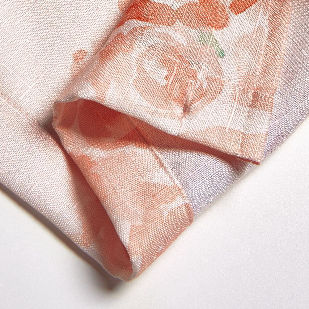 iDesign Polyester Shower Curtain, Peach Watercolor Floral, 12 Reinforced Buttonholes