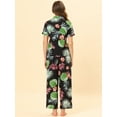 thumbnail image 4 of Unique Bargains Women's Pajama Set Silk Short Sleeves and Pants Floral Satin Sets, 4 of 5