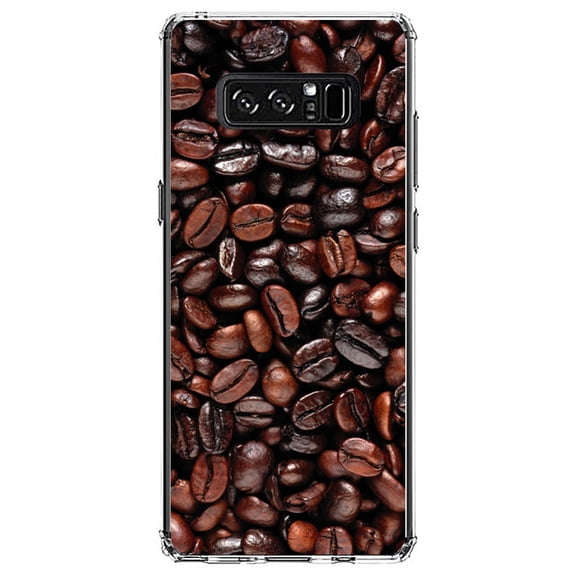 DistinctInk Clear Shockproof Hybrid Case for Samsung Galaxy Note 8 - TPU Bumper, Acrylic Back, Tempered Glass Screen Protector - Dark Brown Coffee Beans