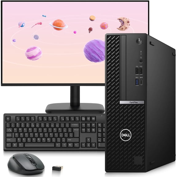 Restored Dell OptiPLex 7080 SFF Desktop PC, Intel Core i5-10500 10th Gen, 16GB DDR4 RAM, 512GB SSD, New 24" Monitor, Wireless Keyboard & Mouse, Built-in Wi-Fi, Home & Office Computer, Windows 11 Pro