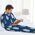 thumbnail image 6 of Sikiie Beautiful King Penguin Pattern Mens Pajama Set, Soft Warm Long Sleeve Sleepwear, Cozy Button-Down Pjs for Men-, 6 of 7
