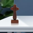 thumbnail image 6 of jicheng Cross Statue Wood Figurine with Base Collection Sculpture Tabletop Ornament for Hallway Housewarming Desktop Fireplace Family Dark Brown, 6 of 9