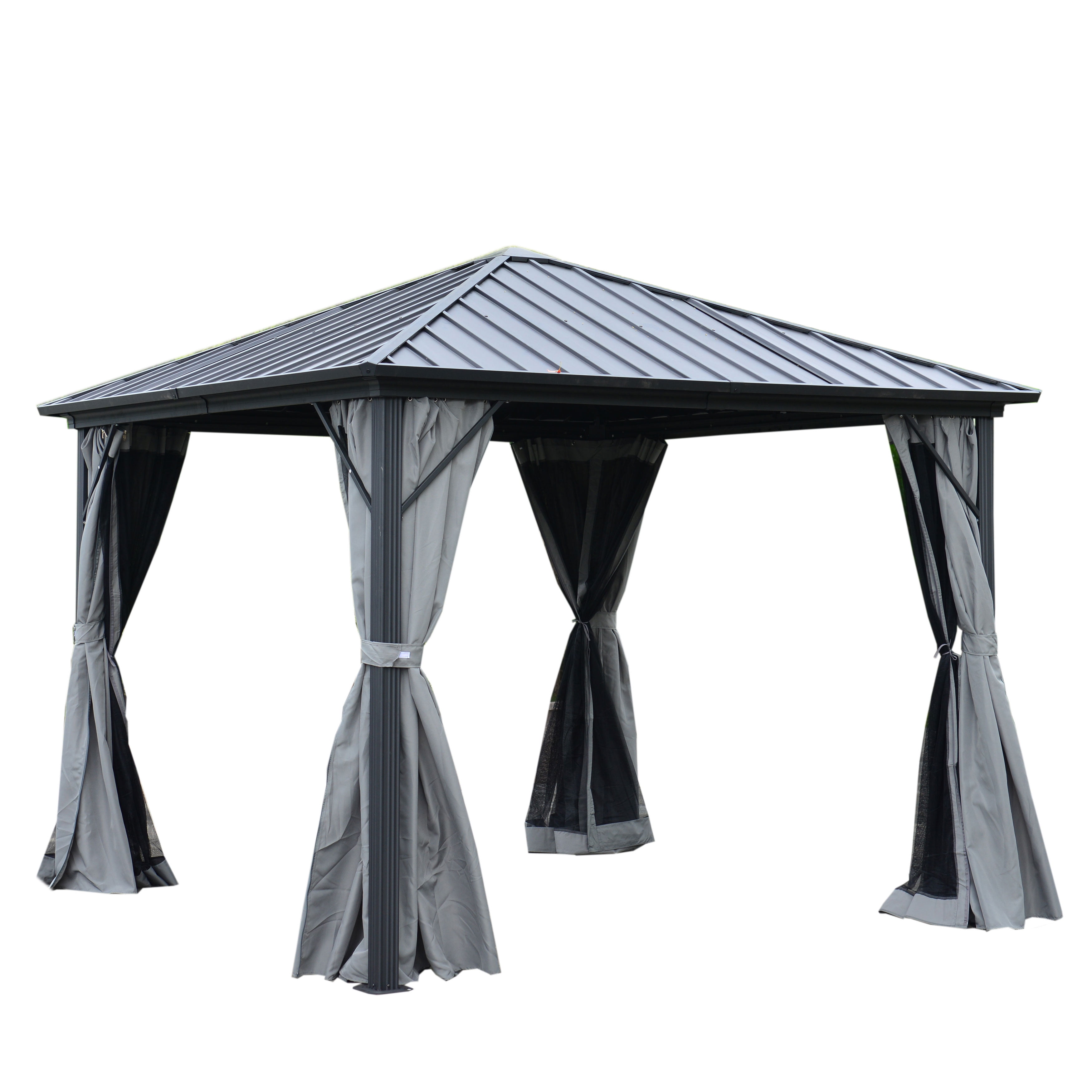 ALEKO Aluminum and Steel Hardtop Gazebo with Mosquito Net ...