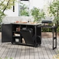 thumbnail image 4 of S-HOME Versatile Outdoor Bar Cart with Foldable Grill Table, 78.3 Inch Wooden Grill Station Featuring Ample Storage for BBQ Essentials in Your Garden, Black, 4 of 26