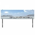 thumbnail image 3 of Horses Headboard, Herd of Wild Noble Horses Run in the Snows of a Fresh Winter Day Glorious Picture, Upholstered Decorative Metal Bed Headboard with Memory Foam, King Size, Blue White, by Ambesonne, 3 of 4