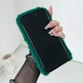 thumbnail image 5 of Compatible with iPhone 15 Plush Case Stripe Pattern Fluffy Fuzzy Furry Warm Plush Phone Case Girly Women Girls Smooth Cozy Winter Soft TPU Warm Hair Fur Shockproof Phone Cover, Green, 5 of 11