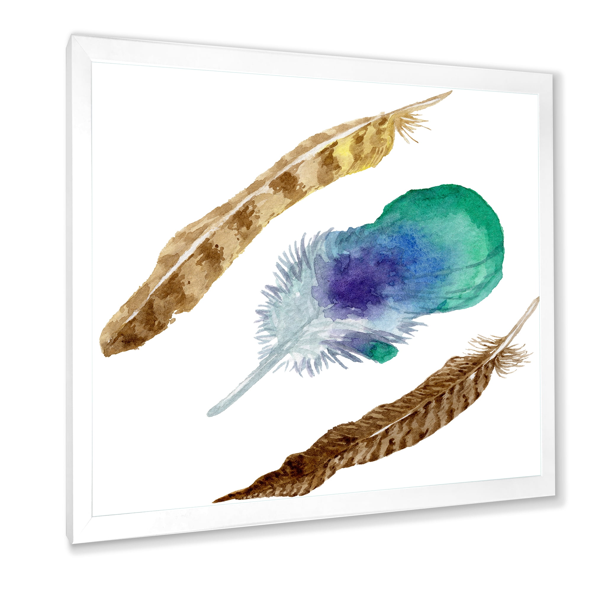 Designart 'Abstract Bird Feather From Wing Isolated' Bohemian & Eclectic Framed Art Print