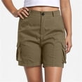 thumbnail image 2 of RQYYD Women's Mid Waist Cargo Shorts Casual Straight Leg Lightweight Outdoor Hiking Travel Bottoms with Pockets, 2 of 7