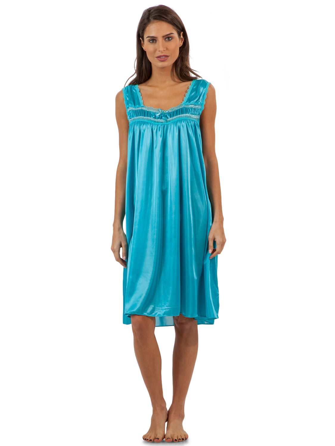Casual Nights Women's Satin Lace Sleeveless Night Gown - Walmart.com