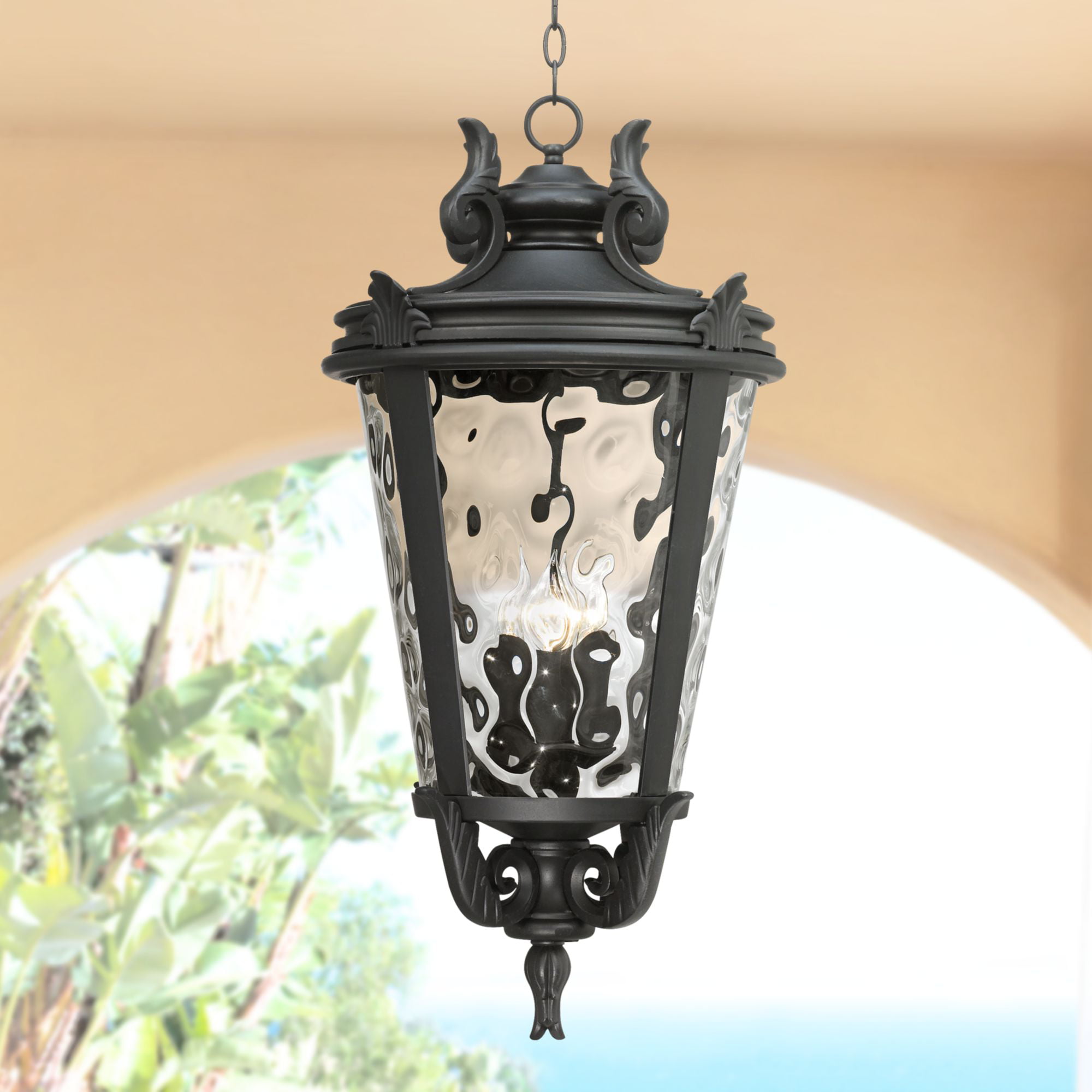 Clear Hammered Glass Damp Rated, Lamp Plus Outdoor Lighting