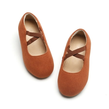 

ESTINE Little Girl Dress Shoes Classic Mary Jane Ballet Flats For Wedding Party School Uniform(AG250 Toddler/Brown 10M)
