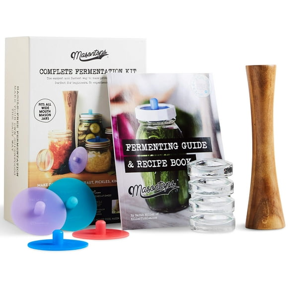 Masontops Kit Complet de Fermentation de Pots Mason - Ensemble de Fermentation de Légumes à Large Ouverture - Essentiels d'Équipement DIY