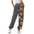 thumbnail image 6 of Gray Fall, Autumn, & Halloween Themed Pajama Pants Stretch Drawstring Lounge Pants, Soft Casual Wide Leg Pjs Sleep Bottoms S, 6 of 6