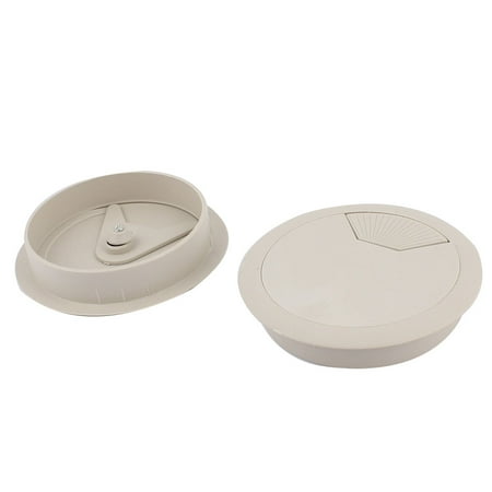 Computer Desk Plastic Grommet Wire Cord Cable Hole Cover Gray 79mm