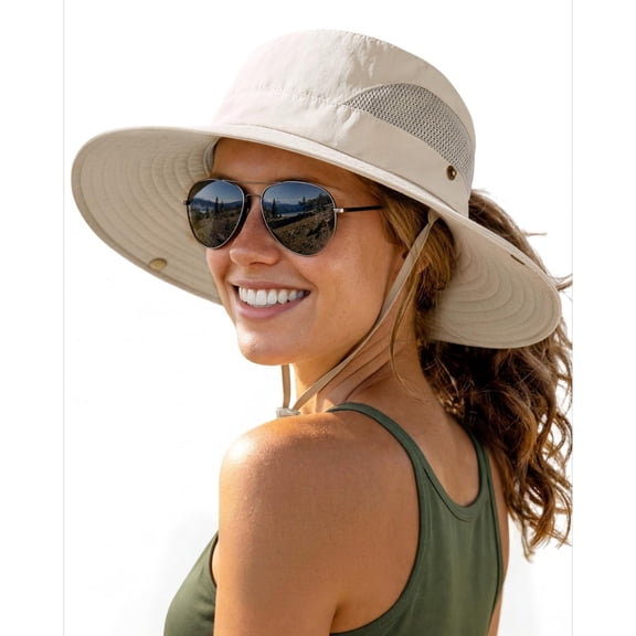 SHILINLANG Womens Sun Hat with Ponytail Hole Beach Hiking Summer Wide Brim UPF 80 Outdoor Protection Foldable Bucket Hat
