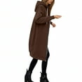 thumbnail image 4 of Women Casual Zip up Polyester Hoodies, Long Hoodie Tunic Jackets Long Sleeve Sweater Dress with Side Pockets Coffee 2XL, 4 of 7