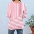 thumbnail image 5 of Uootdi Womens Tops Crew Neck Long Sleeve Asymmetrical Striped Color Block Pullover Tee for Women Oversized Pastel Casual Womens Tees, 5 of 7