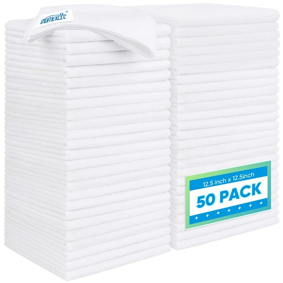 Paño de Microfibra para Limpieza HOMEXCEL Blanco Paquete de 50 Unidades 32x32 cm