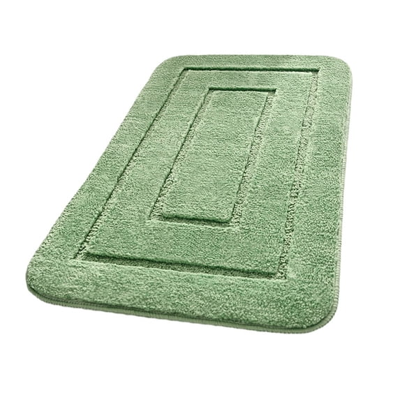 Soft Comfortable Green Microfiber Bath Rugs 16 x 24 inch, Geometric Pattern Modern Decoration Bathroom Mat Machine Washable