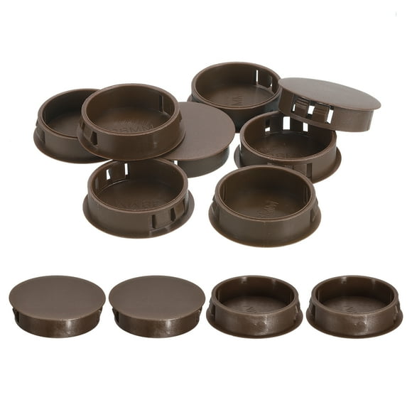 Uxcell 12pack 38mm(1-1/2") Nylon Hole Plugs, Flush Type Panel Round Snap In Fastener Knockout Plugs, Brown