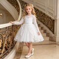 thumbnail image 6 of Curuila Toddler Kids Girls Dress Long Sleeve Solid Color Lace Crew Neck Fashion Dresses Size 3-4 Years, 6 of 9