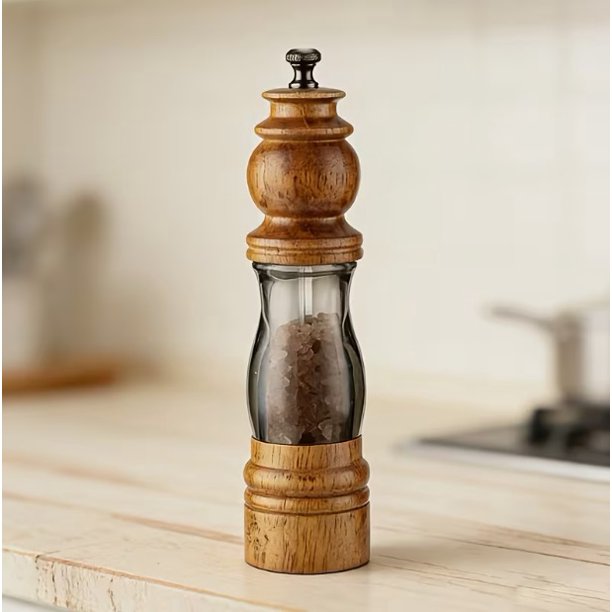 Molinillo de pimienta manual Molino de madera resistente con grosor ajustable for sal, granos de pimienta y especias Perfecto for moler condimentos recién hechos y compatible con hierbas y vainas