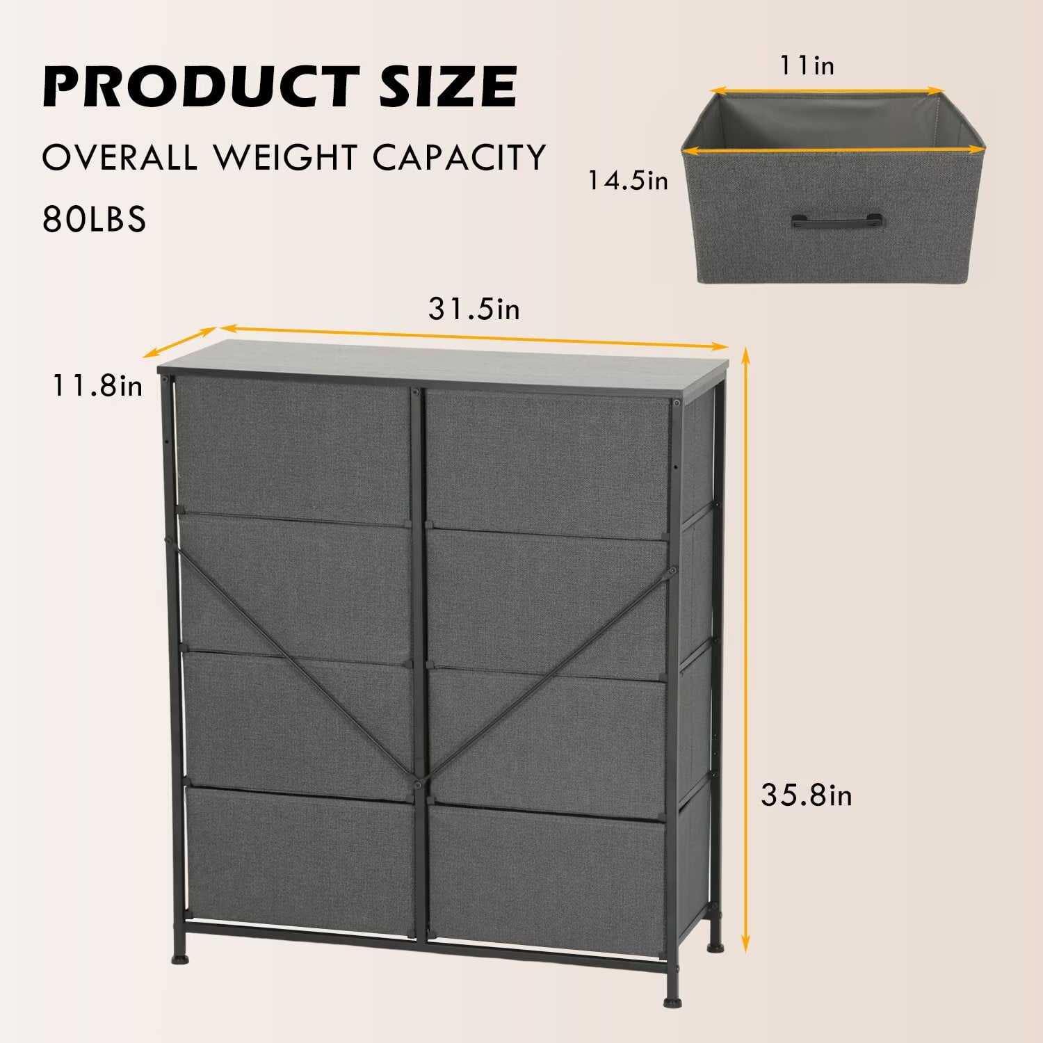 YRLLENSDAN,Large Dressers for Bedroom Tall, Plastic Dressers,Dressers for Women Bedroom, Storage Drawer Dresser, Closet Dressers ,Wood Top,Grey