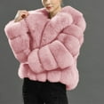 thumbnail image 2 of SEAOPEN Womens Cropped Faux Fur Jacket Shaggy Lapel Zip Up Winter Coats Fuzzy Warm Outerwear under $10.00 Pink,S, 2 of 4