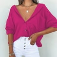 thumbnail image 5 of Vedolay Women's Shirts V Neck Casual Business Blouses Tops Hot Pink,S, 5 of 5