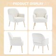 thumbnail image 6 of Modern Velvet Accent Chair - Beige Upholstered Armchair with Metal Legs, 6 of 10