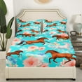 thumbnail image 3 of Erosebridal Unicorn Twin Size Sheet Sets Pink Flower Sheets, Brown Galloping Horse Bed Set Girly Chic Floral Bed Sheets Set, Blue Ombre Watercolor Fitted Sheet, 3 of 5