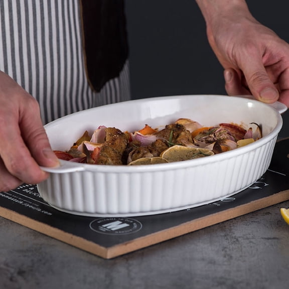 WSTEER Oval Ceramic Baking Pan, Restaurant-Grade Bakeware Dish for Kitchen Cooking and Baking