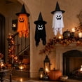 thumbnail image 7 of XHKUYI Halloween Hanging Ghost Decoration 39.3 inch, Glowing White Fabric Ghost with Witch Hat, Spooky Floating Ghost Decor for Halloween Home, Garden, Tree, Yard, Party, 7 of 7