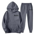 thumbnail image 4 of PMVFHDE Hoodies for Men Set Solid Color Hooded Sweatshirt and Pants Casual Sports Print Loose Two Piece Dark Gray,L, 4 of 4