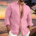 thumbnail image 1 of Camisa de vestir informal de negocios a cuadros para hombre, camisa de vestir con botones, vestido de fiesta de noche, solapa, manga larga, camisa azul claro, roja y azul, 1 of 6