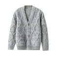 thumbnail image 3 of Hfolob Kids Boys Cardigan Sweater Button Down Cable Knit V Neck Long Sleeve Outwear Cute Sweaters, 3 of 5