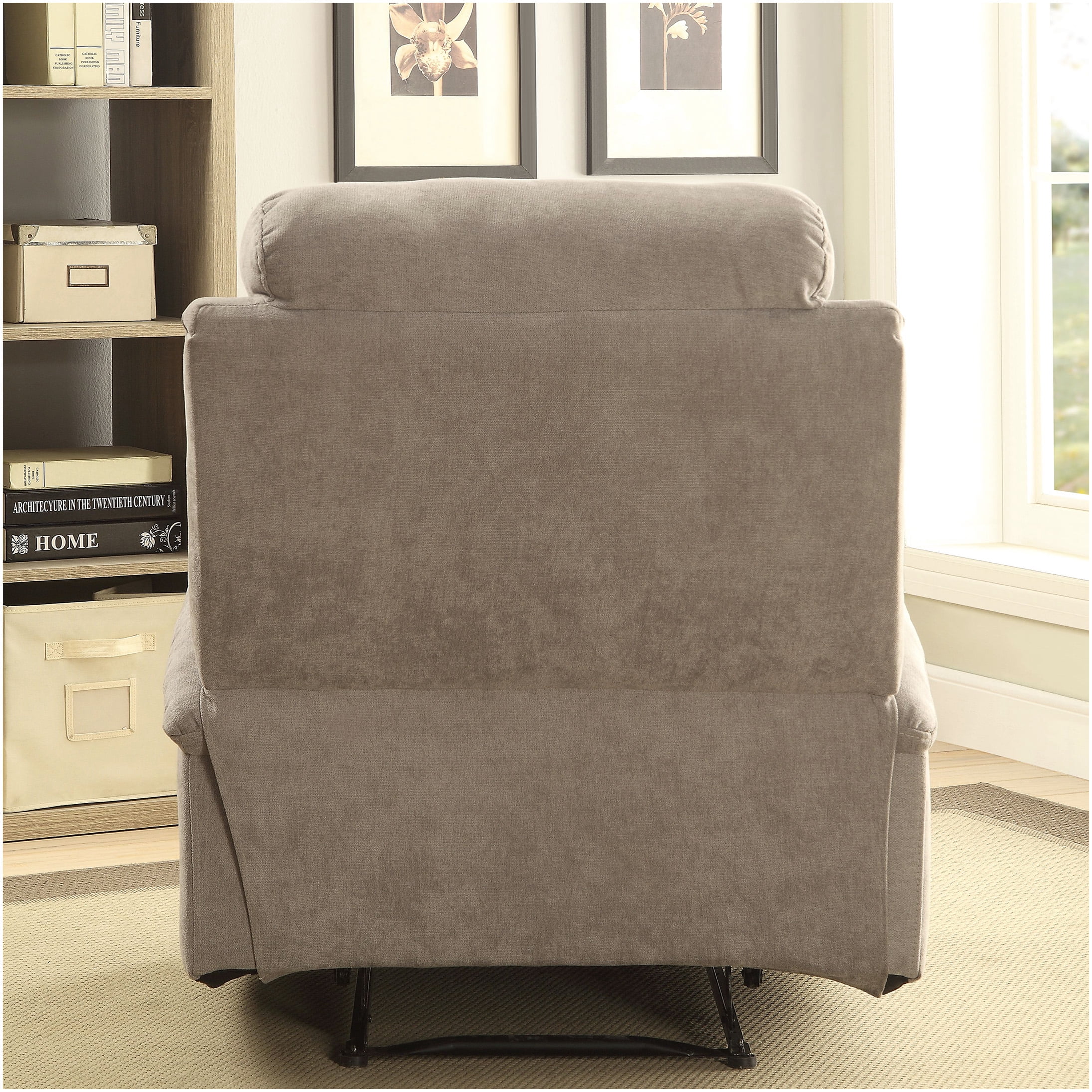 Gray Fabric Recliner Chair with Cup Holder and Smooth Motion Mechanism for Living Room